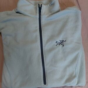Arc'teryx Pale Blue Womens M Quarter-Zip Fleece Waffle Knit Polartec